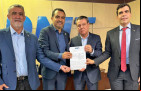 presidente da Assembleia Legislativa do Tocantins (Aleto) Amélio Cayres em reunião com governador Wanderlei, dep. federal Ricardo Ayres e  diretor-executivo do DNIT,  Carlos Barros.