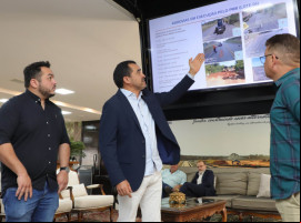 Governador Wanderlei Barbosa durante reunião com equipe da Ageto para tratar da recuperação emergencial das rodovias estaduais